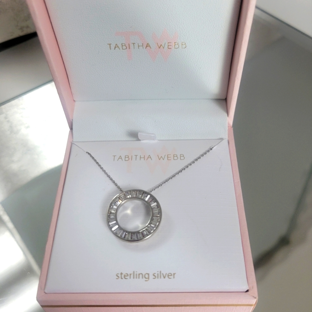 Tabitha Webb sterling silver round crystal necklace